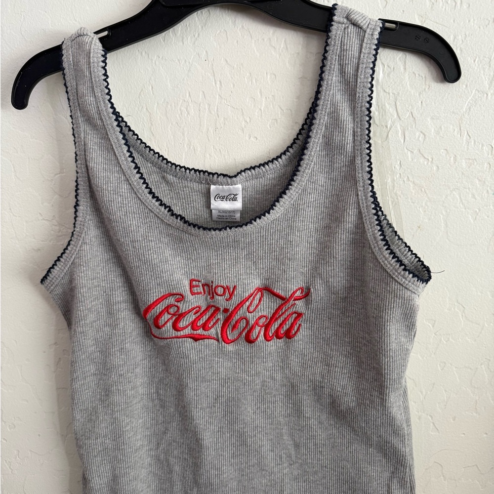 Coca-Cola Gray Knit Top with Black Trim